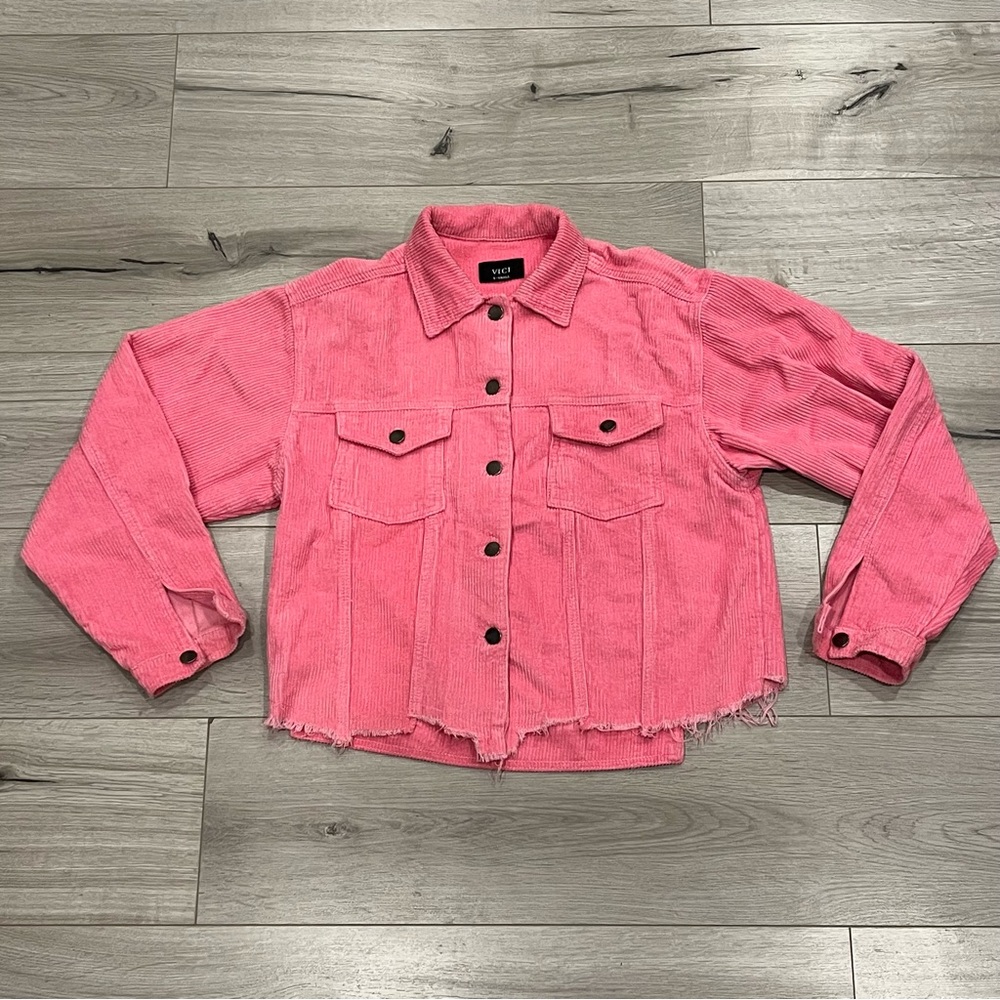 Vici Pink Corduroy Womens XS Jacket Button Closure Fall Winter Cozy Comfy